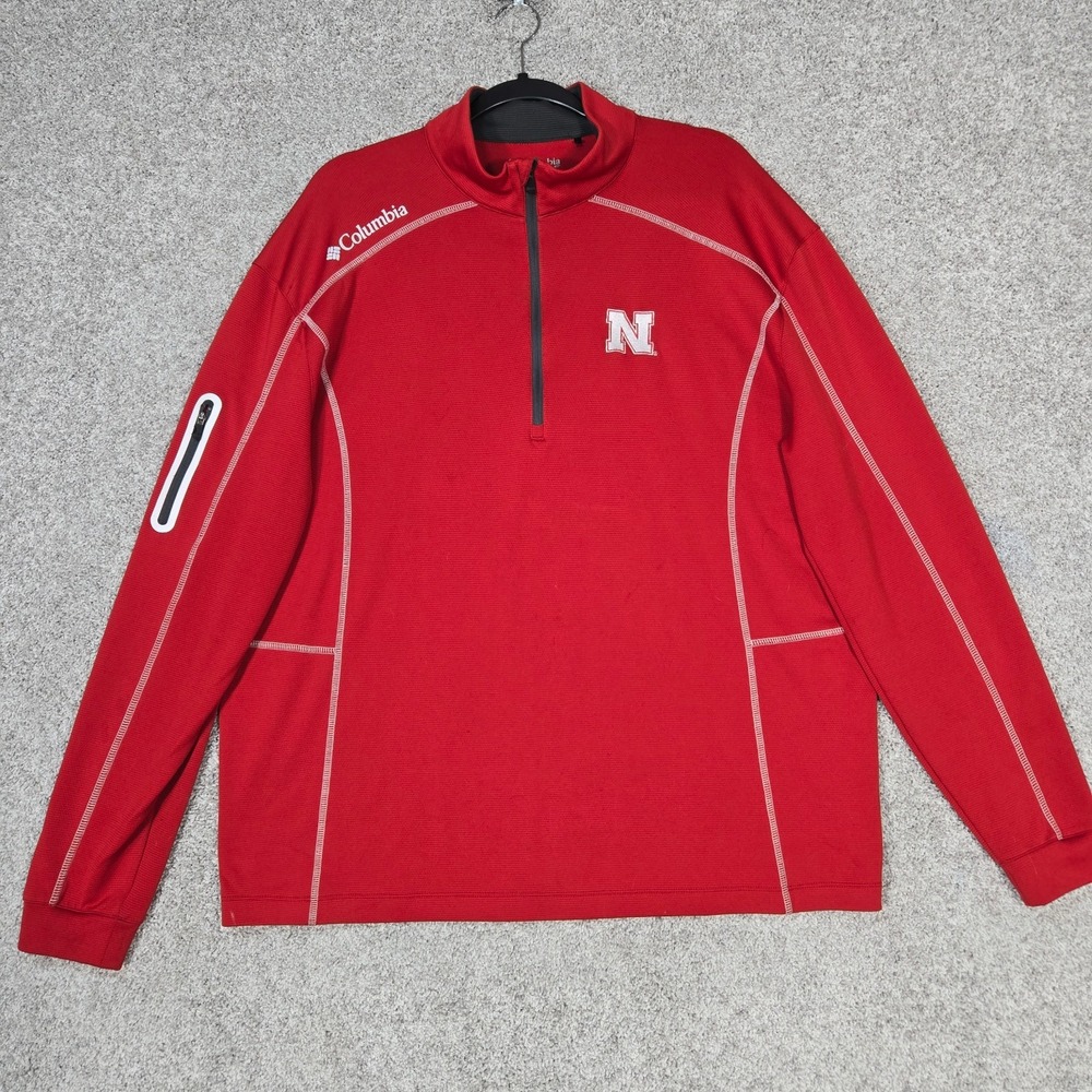 Nebraska Cornhuskers Mens XL red 1/4 zip Columbia Golf pullover sweatshirt